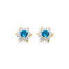 Flower Birthstone Color CZ Stud Earrings in 14K Yellow Gold thumb 0
