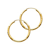 Diamond-Cut Satin Endless Medium Hoop Earrings - 14K Yellow Gold 2mm x 1 inch thumb 0