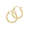 Diamond-Cut Satin Hinge Small Hoop Earrings - 14K Yellow Gold 2mm x 0.8 inch thumb 0