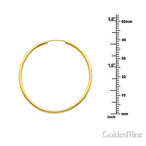 14K Yellow Gold Polished Endless Medium Hoop Earrings - 2mm x 1.37 inch Slide 1