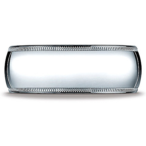8mm Classic Light Comfort-Fit Dome Milgrain Men's Wedding Band - Platinum Slide 1