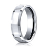 6mm 14K White Gold Beveled Edge High Polished Benchmark Wedding Band thumb 0