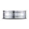 8mm 14K White Gold Parallel Grooves Benchmark Wedding Band thumb 1