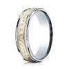 6mm 14K Two-Tone Gold Hammered Benchmark Wedding Band thumb 0
