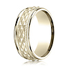 8mm 14K Yellow Gold Cross Hatch Rope Benchmark Wedding Band thumb 0