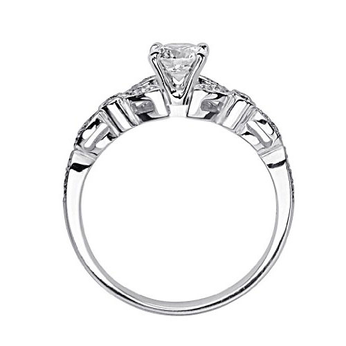 14K White Gold Art Deco Style Solitaire Round Diamond Engagement Ring Slide 1