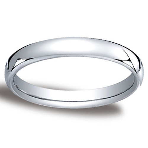 3.5mm Euro Comfort-Fit Flat Classic Wedding Band - 14K, 18K White Gold Slide 0