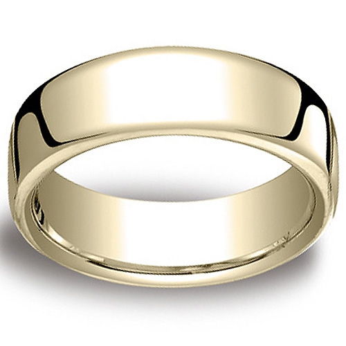 7.5mm Euro Comfort-Fit Flat Classic Men's Wedding Band - 14K, 18K Yellow Gold Slide 0