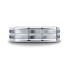 7mm Dual Satin Striped Euro Shank Wedding Band by Benchmark Rings in 14K White Gold thumb 1
