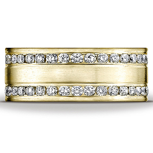 8mm 14k Satin Yellow Gold Eternity Diamond Ring (1.50 ctw) Slide 1