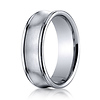 7.5mm 14K White Gold Satin Concave Rimmed Benchmark Wedding Band thumb 0