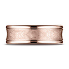 7.5mm 14K Rose Gold Swirled Finish Benchmark Wedding Band thumb 1