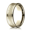 7.5mm 14K Yellow Gold Swirled Finish Benchmark Wedding Band thumb 0