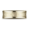 7.5mm 14K Yellow Gold Swirled Finish Benchmark Wedding Band thumb 1