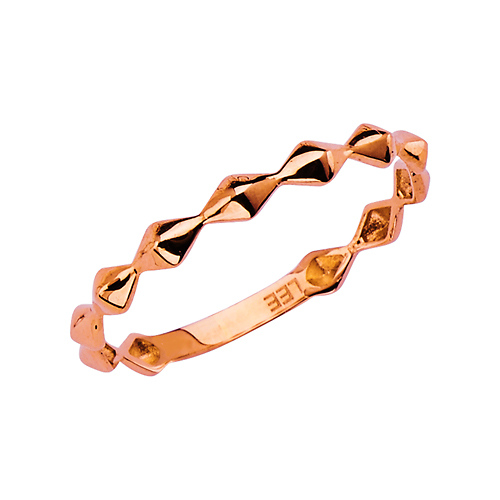 Bicone Beaded Ring in 14K Rose Gold Solid Slide 0
