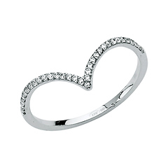 Slim Pave CZ Contour Ring in 14K White Gold Solid