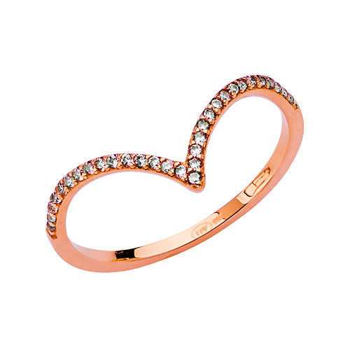 Slim Pave CZ Contour Ring in 14K Rose Gold Solid Slide 0