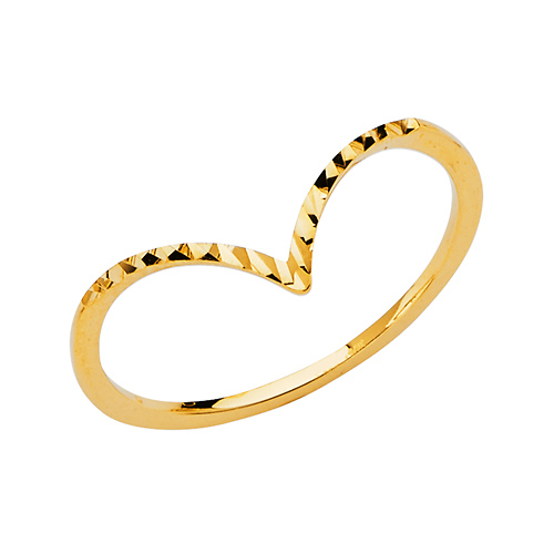 Diamond-Cut Contour Ring in 14K Yellow Gold Solid Slide 0