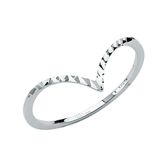 Diamond-Cut Contour Ring in 14K White Gold Solid