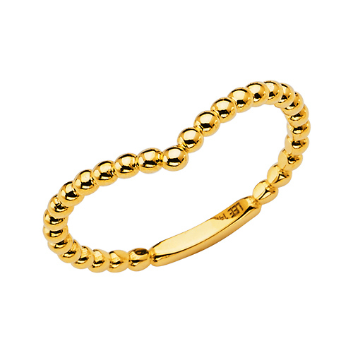 Beaded Contour Ring in 14K Yellow Gold Solid Slide 0