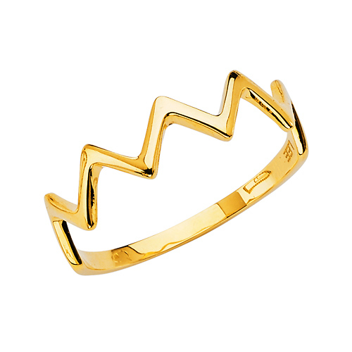 Zig Zag Contour Ring in 14K Yellow Gold Solid Slide 0