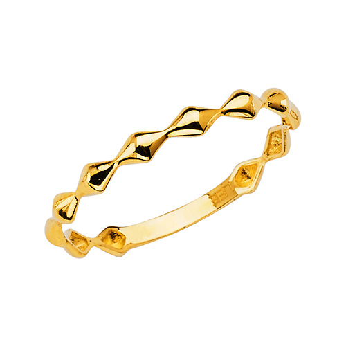 Bicone Beaded Ring in 14K Yellow Gold Solid Slide 0