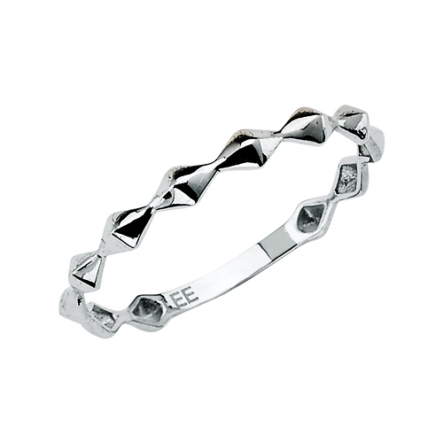 Bicone Beaded Ring in 14K White Gold Solid Slide 0