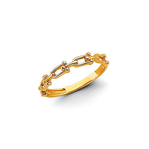 Hardware U-Link Ring in 14K Yellow Gold Solid - Stackable Slide 0
