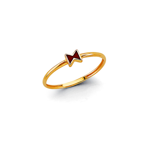 Mini Red Bow Tie Ring in 14K Yellow God Solid Slide 0