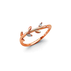 CZ-Accented Ivy Ring Band in 14K Rose Gold Solid