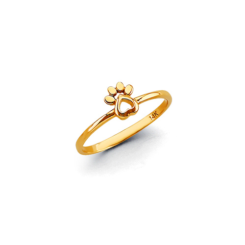 Open Paw Print Ring in 14K Yellow Gold Slide 0