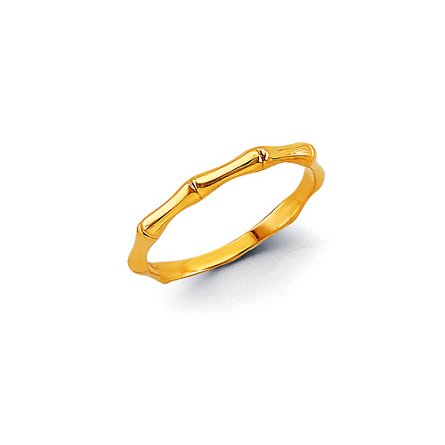 Classic Bamboo Ring in 14K Yellow Gold Solid Slide 0