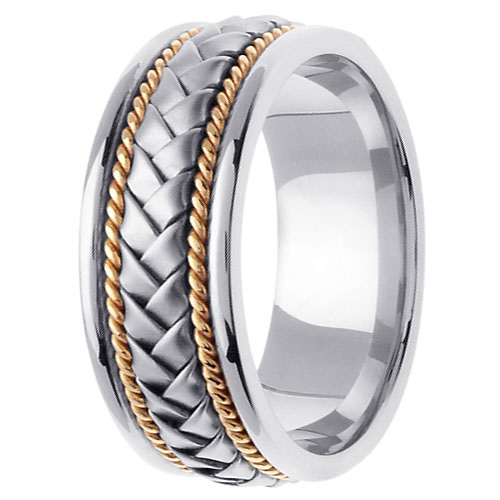 8.5mm Handmade Rope & Braided Men's Wedding Band - 14K Two-Tone Gold Slide 2