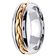 7mm Unique Handmade Yellow Braided Wedding Band for Men - 14K Two-Tone Gold thumb 2