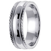 7mm Carved Edge Milgrain 14K White Gold Wedding Band thumb 2