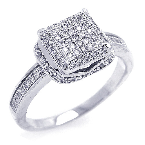 Sterling Silver Micro Pave CZ Engagement Ring Slide 0