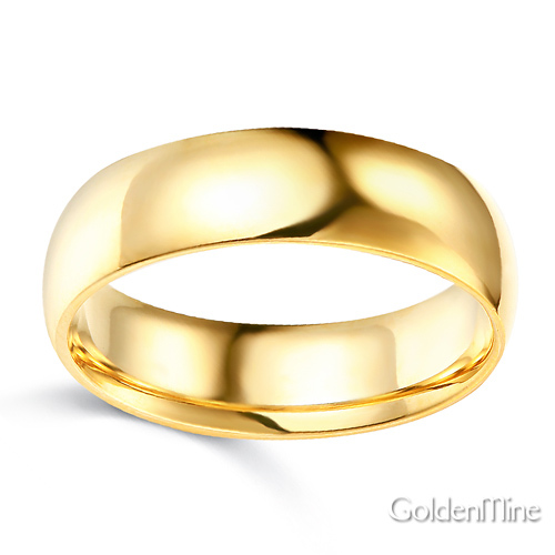 6mm Classic Light Comfort-Fit Dome Wedding Band - 10K, 14K, 18K Yellow Gold Slide 1