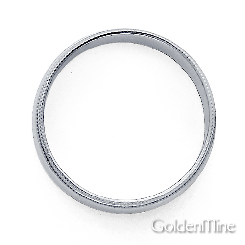 7mm Classic Light Dome Milgrain Men's Wedding Band - 14K White Gold Slide 2