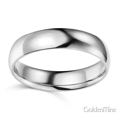 5mm Classic Light Dome Wedding Band - 14K White Gold Slide 1