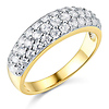 3-Row Pave Round-Cut Dome Two Tone Wedding Band in 14K Yellow Gold thumb 0