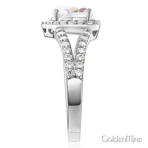 Split Shank Halo 1-CT Heart-Cut CZ Engagement Ring in 14K White Gold Slide 2