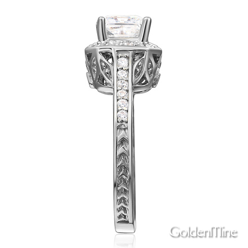 Antique-Style Halo 1-CT Princess CZ Engagement Ring in 14K White Gold 2ctw Slide 2