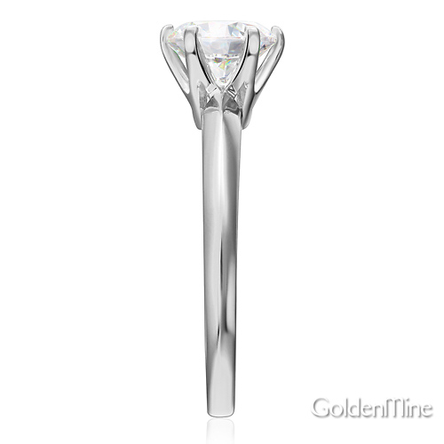 Knife-Edge 6-Prong 1-CT Round-Cut CZ Engagement Ring Solitaire in 14K White Gold Slide 2