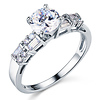 1-CT Round & Baguette-Cut Cubic Zirconia Engagement Ring in 14K White Gold thumb 0