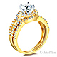 Halo Split Shank 1.25CT Round CZ Engagement Ring Set in 14K Yellow Gold thumb 1
