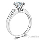 2-Row Side Pave & 1-CT Round-Cut CZ Engagement Ring in 14K White Gold thumb 1