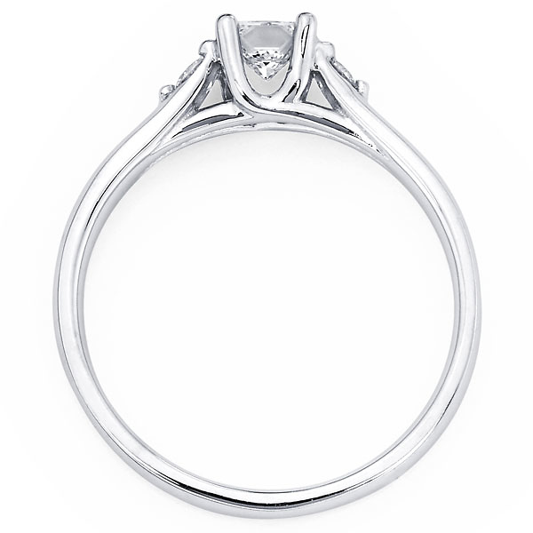 Three Stone Princess & Round Diamond Bridal Engagement Ring (0.37 ctw) Slide 1