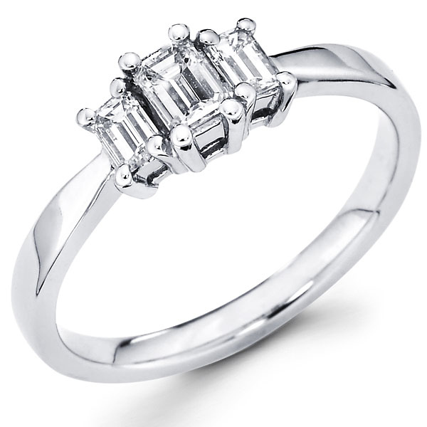 Three Stone Emerald Cut Diamond Engagement Ring 0.52 ctw Slide 0