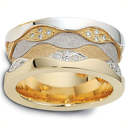 11.5mm 0.48 tcw Diamond 14K Two Tone Gold Dora Wedding Band Slide 0